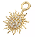 14K Gold Sunburst Pave CZ Charm