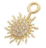 14K Gold Sunburst Pave CZ Charm