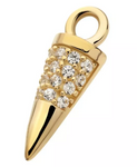 14K Gold Spike Pave CZ Charm