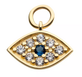 14K Gold Evil Eye CZ Dangle Charm