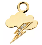 14K Gold  Cloud & Lightning Bolt CZ Charm