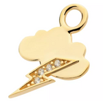 14K Gold  Cloud & Lightning Bolt CZ Charm