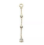 14K Gold 3-Tier CZ Chain Dangle Charm