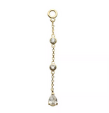 14K Gold 3-Tier CZ Chain Dangle Charm