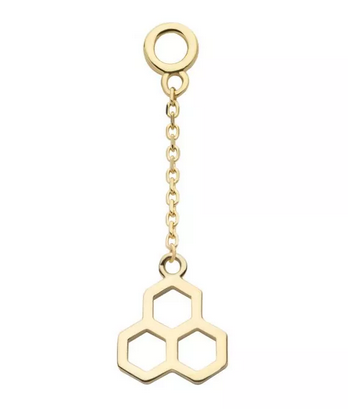 14K Gold Honeycomb Chain Dangle Charm