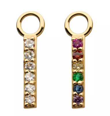 14K Gold 6-CZ Bar Charm (2 colors)