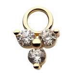14K Gold Prong-Set Trinity CZ Charm