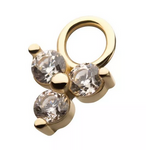 14K Gold Prong-Set Trinity CZ Charm