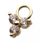14K Gold Prong-Set Trinity CZ Charm