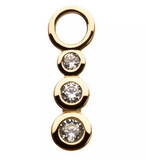 14K Gold Connected Circles 3-CZ Charm
