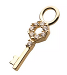 14K Gold CZ Key Charm