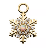 14K Gold CZ & Opal Snowflake Charm