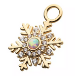 14K Gold CZ & Opal Snowflake Charm