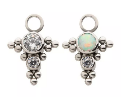Titanium Beads & 2-CZ/Opal Charm (2 colors)