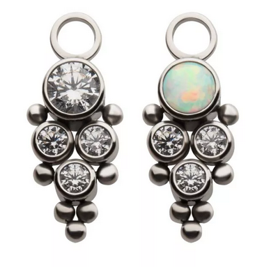 Titanium Beads & 4-CZ/Opal Charm (2 colors)