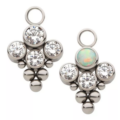 Titanium Beads & 4-CZ/Opal Terraced Charm (2 colors)