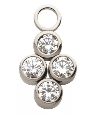 Titanium Bezel-Set 4-CZ Charm