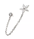 Titanium Threadless Flower & Round CZ Chain Dangle Top