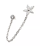 Titanium Threadless Flower & Round CZ Chain Dangle Top