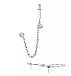 Titanium Threadless Dagger Double Round CZ Chain Dangle Top