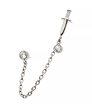 Titanium Threadless Dagger Double Round CZ Chain Dangle Top