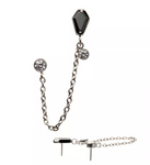 Titanium Threadless Black Coffin Double Round CZ Chain Dangle Top