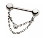 Titanium Threadless 2-Tier CZ Chain Dangle Nipple Bar