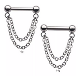 Titanium Threadless Ball 2-Chains Dangle Septum Bar (2 gauges)