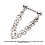 Titanium Threadless Ball 2-Chains Dangle Septum/Cartilage Bar (2 lengths)