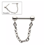 Titanium Threadless Ball Chain Dangle Septum/Cartilage Bar (2 lengths)