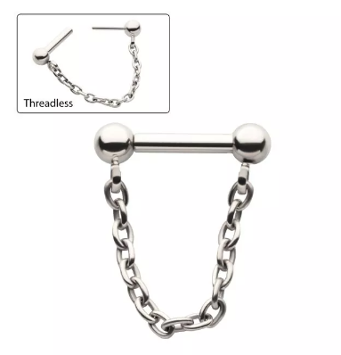 Titanium Threadless Ball Chain Dangle Septum/Cartilage Bar (2 lengths)