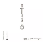 Titanium Dagger Teardrop Gem Chain Dangle Top (2 options, 3 colors)