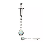 Titanium Dagger Teardrop Gem Chain Dangle Top (2 options, 3 colors)