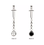 Titanium Dagger Teardrop Gem Chain Dangle Top (2 options, 3 colors)