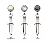 Titanium Bezel CZ Dangle Dagger Top (2 options, 3 colors)