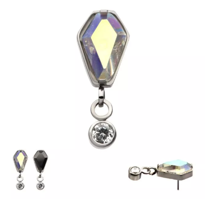 Titanium Coffin Dangle CZ Top (2 options, 2 colors)