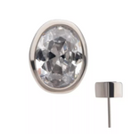 Titanium Bezel Set CZ Oval Shape Top (2 options)
