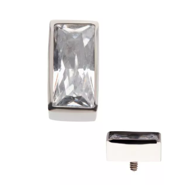 Titanium Bezel Set CZ Rectangle Shape Top (2 options)