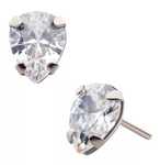 Titanium Prong Set CZ Pear Shape Top (2 options, 2 sizes)