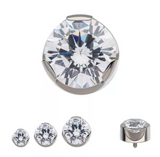 Titanium 3-Prong Set Clear CZ Cylinder Top (2 options, 3 sizes)