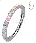Pave Set Outer CZ/Opal Titanium Clicker (11 colors)