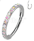 Pave Set Outer CZ/Opal Titanium Clicker (11 colors)