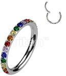 Pave Set Outer CZ/Opal Titanium Clicker (11 colors)