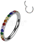 Pave Set Outer CZ/Opal Titanium Clicker (11 colors)