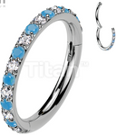 Pave Set Outer CZ/Opal Titanium Clicker (11 colors)