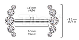 5-CZ Curve CZ Cluster Titanium Nipple Barbell (6 colors)