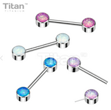 Bezel-Set Opal Titanium Nipple Barbell (4 colors)