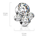 Bezel-Set Opal Cluster Int. Threaded Titanium Top (3 colors)