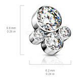 Bezel-Set Opal Cluster Int. Threaded Titanium Top (3 colors)