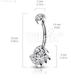 Bezel-Set CZ Cluster Titanium Navel Curve (4 colors)